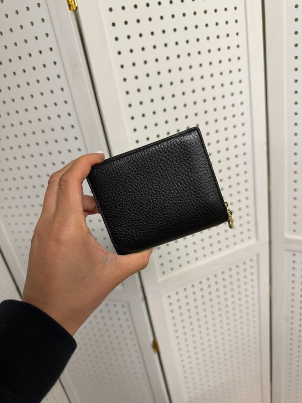 Coach Snap Mini Micro Wallet Black Gold Pebbled Leather with Charm - Picture 4 of 10